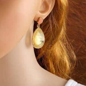 NEW Arabella Pale Pink and Golden Yellow Faceted Drop Statement Earrings